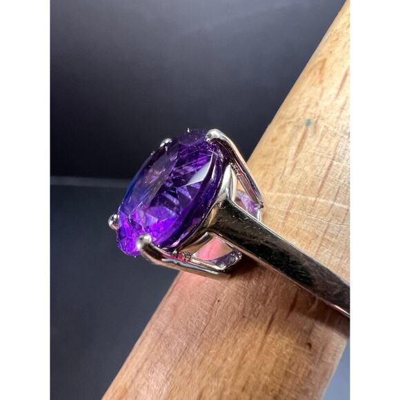 Vintage Samuel Aaron amethyst solitaire sterling silver ring size 7 - Picture 6 of 16